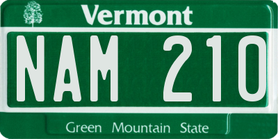 VT license plate NAM210