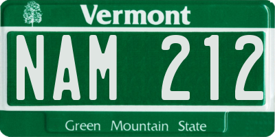 VT license plate NAM212