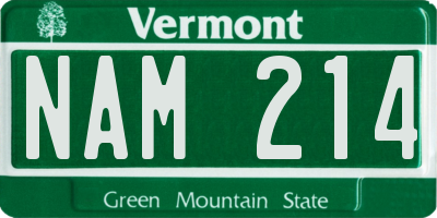 VT license plate NAM214