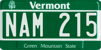 VT license plate NAM215