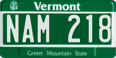 VT license plate NAM218