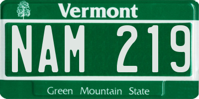 VT license plate NAM219