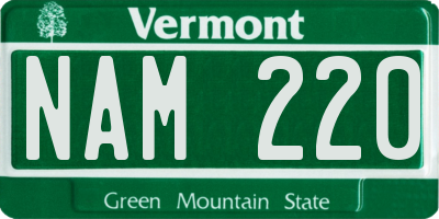 VT license plate NAM220