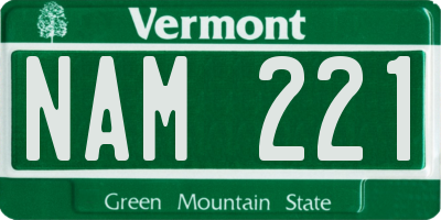 VT license plate NAM221
