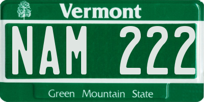 VT license plate NAM222