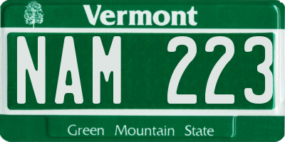VT license plate NAM223