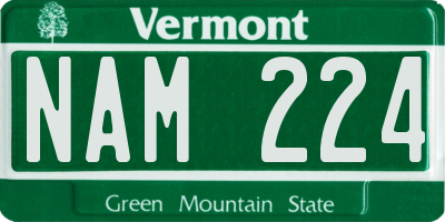 VT license plate NAM224