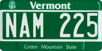 VT license plate NAM225