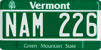 VT license plate NAM226