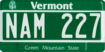 VT license plate NAM227