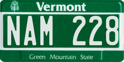 VT license plate NAM228