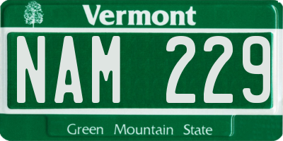 VT license plate NAM229