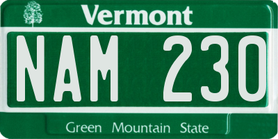 VT license plate NAM230