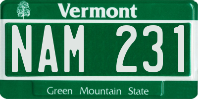 VT license plate NAM231