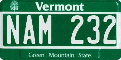 VT license plate NAM232