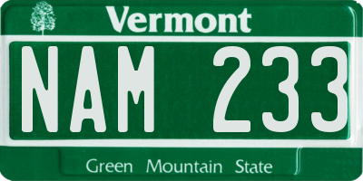 VT license plate NAM233
