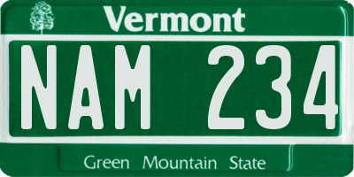 VT license plate NAM234