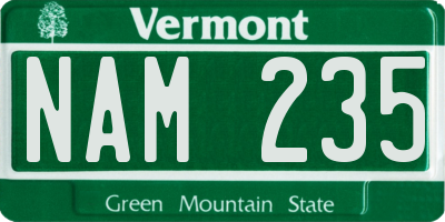 VT license plate NAM235