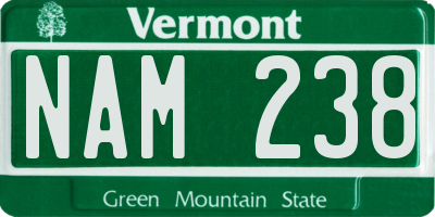 VT license plate NAM238