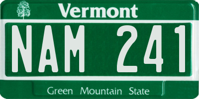 VT license plate NAM241