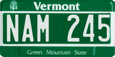 VT license plate NAM245