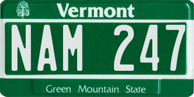VT license plate NAM247