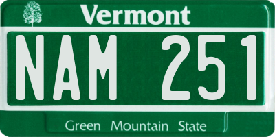 VT license plate NAM251