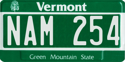 VT license plate NAM254