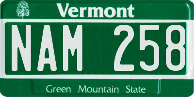 VT license plate NAM258