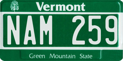 VT license plate NAM259