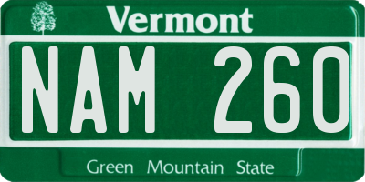 VT license plate NAM260