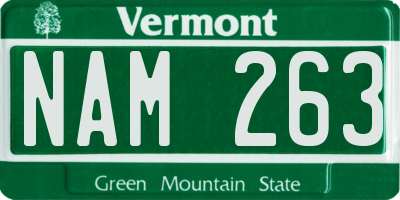 VT license plate NAM263