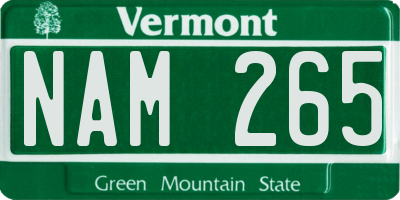 VT license plate NAM265