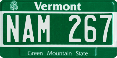 VT license plate NAM267