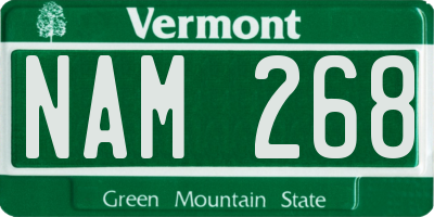 VT license plate NAM268
