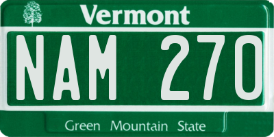 VT license plate NAM270