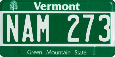 VT license plate NAM273