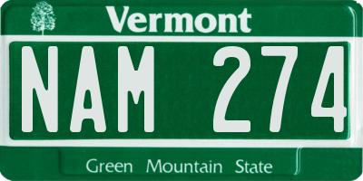 VT license plate NAM274