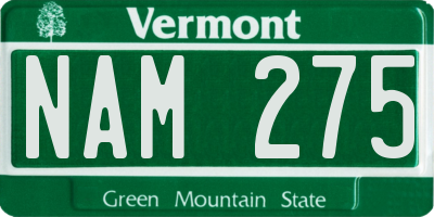 VT license plate NAM275