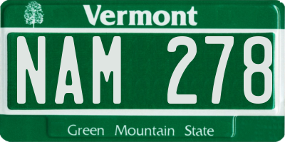 VT license plate NAM278