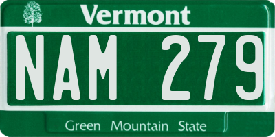 VT license plate NAM279