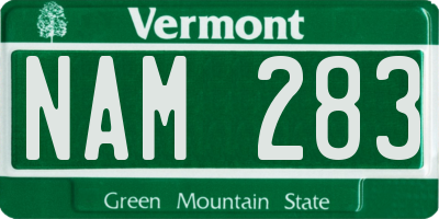 VT license plate NAM283