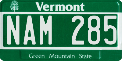 VT license plate NAM285