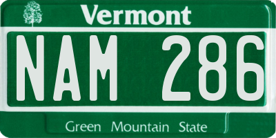 VT license plate NAM286