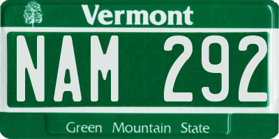 VT license plate NAM292