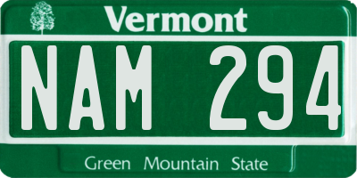 VT license plate NAM294