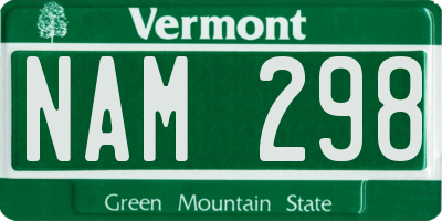 VT license plate NAM298