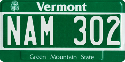 VT license plate NAM302