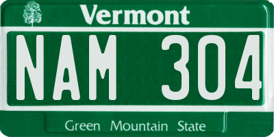 VT license plate NAM304