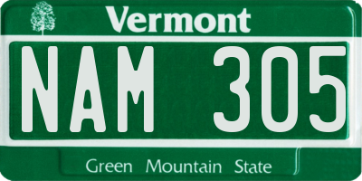 VT license plate NAM305